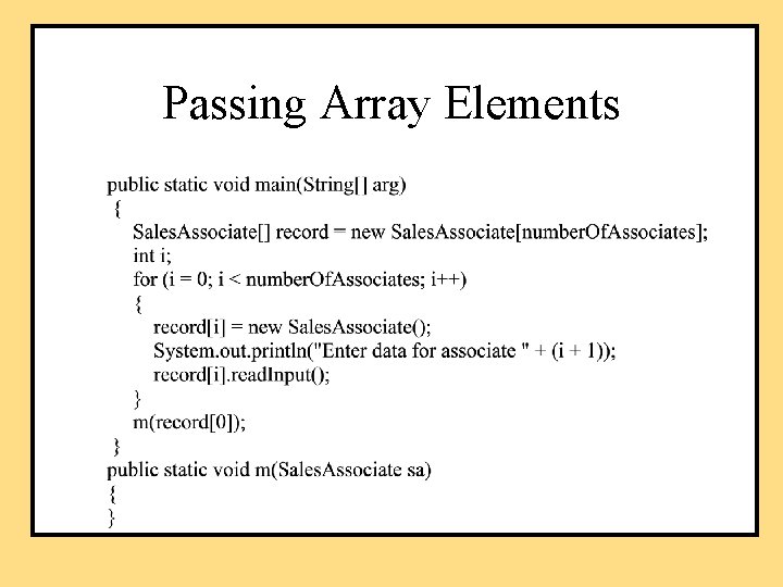 Passing Array Elements 