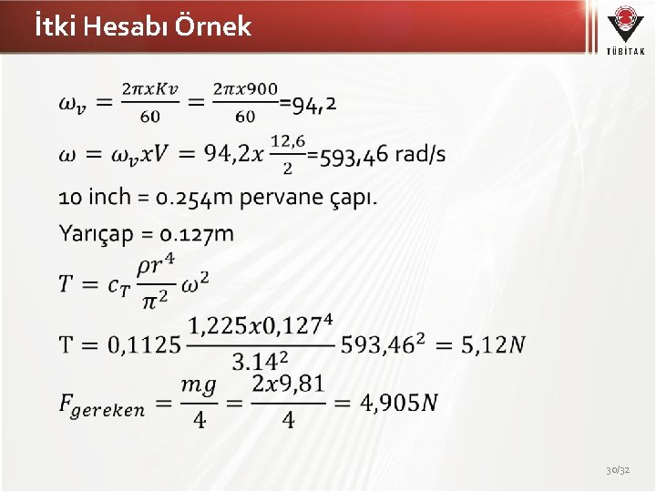 İtki Hesabı Örnek • 30/32 