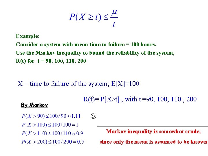 Example: Consider a system with mean time to failure = 100 hours. Use the