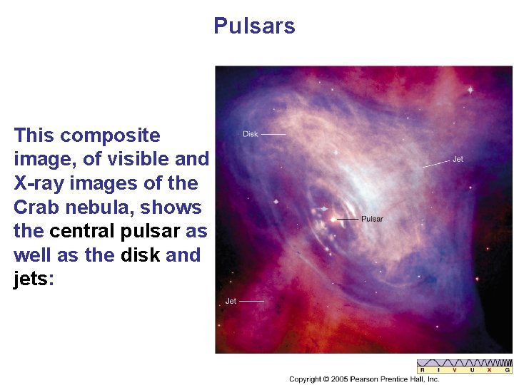 Pulsars This composite image, of visible and X-ray images of the Crab nebula, shows
