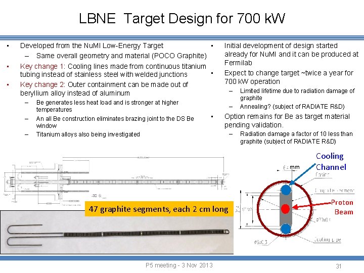 LBNE Target Design for 700 k. W • • • Developed from the Nu.