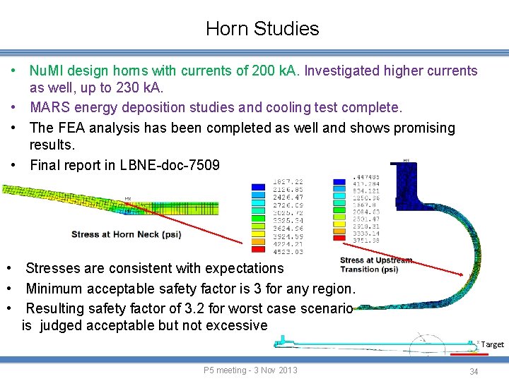 Horn Studies • Nu. MI design horns with currents of 200 k. A. Investigated