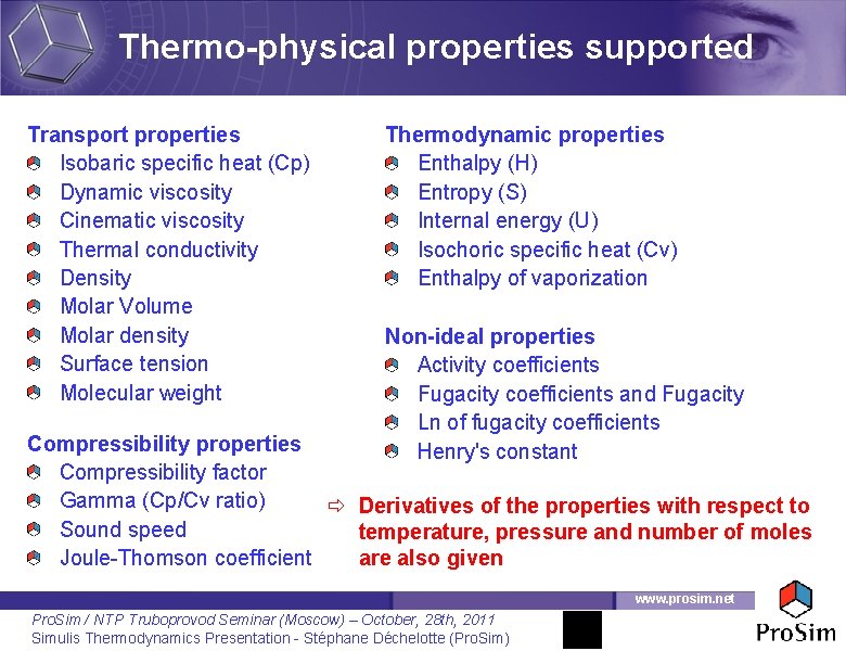 Simulis Thermodynamics Mixture properties and fluid phase equilibria