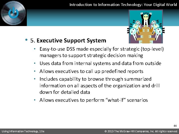 Introduction to Information Technology: Your Digital World • 5. Executive Support System • Easy-to-use