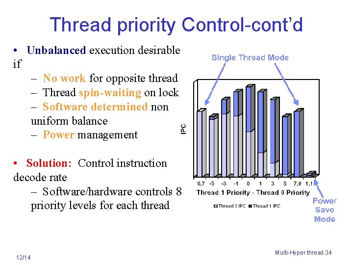 Thread priority Control-cont’d • Unbalanced execution desirable if – No work for opposite thread
