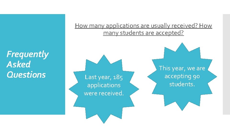 How many applications are usually received? How many students are accepted? Frequently Asked Questions