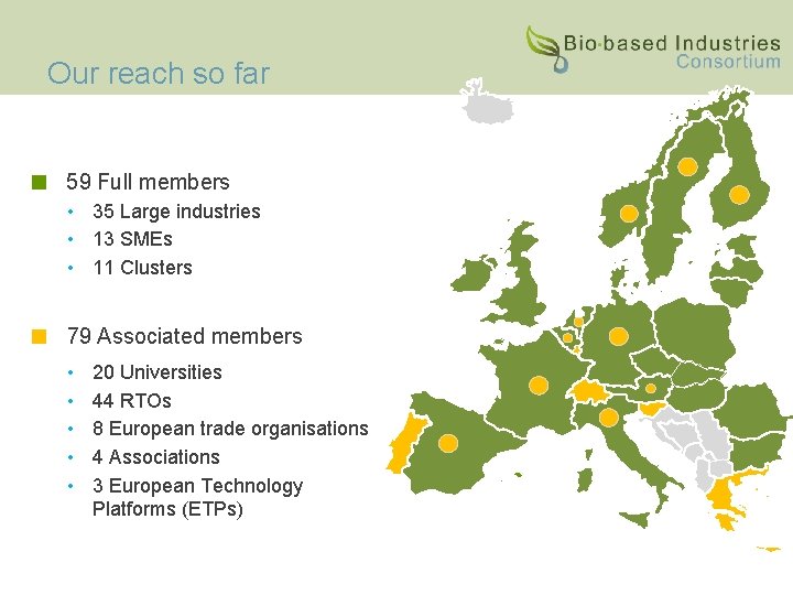 Our reach so far ■ 59 Full members • 35 Large industries • 13