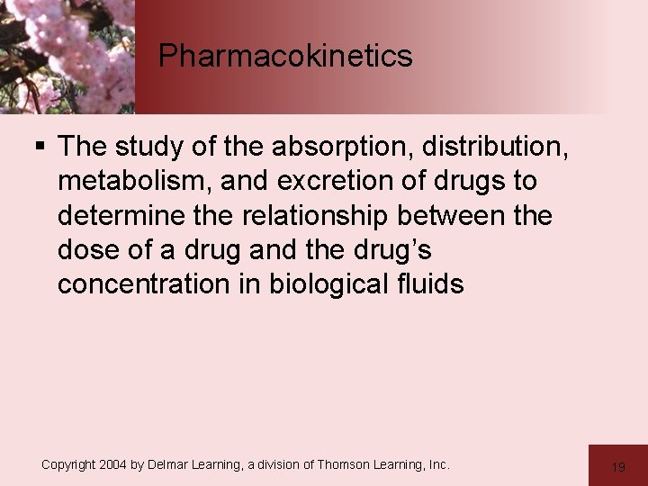 Pharmacokinetics § The study of the absorption, distribution, metabolism, and excretion of drugs to Pharmacokinetics § The study of the absorption, distribution, metabolism, and excretion of drugs to