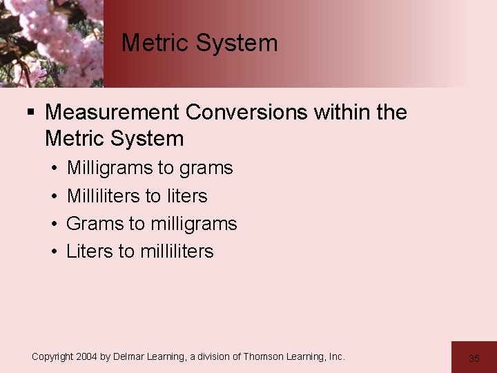 Metric System § Measurement Conversions within the Metric System • • Milligrams to grams