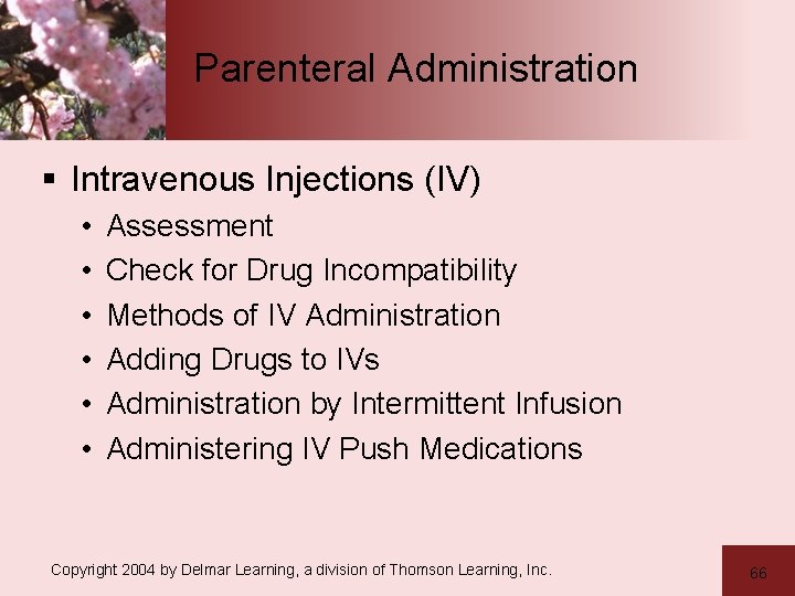 Parenteral Administration § Intravenous Injections (IV) • • • Assessment Check for Drug Incompatibility