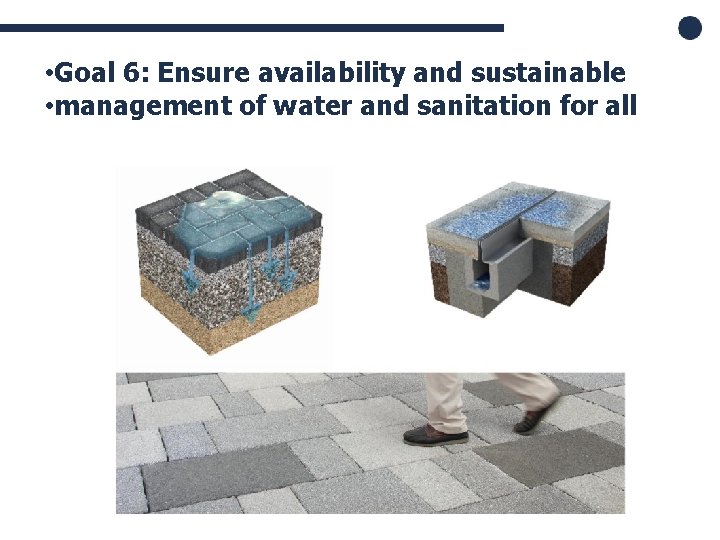  • • Goal 6: Ensure availability and sustainable • management of water and
