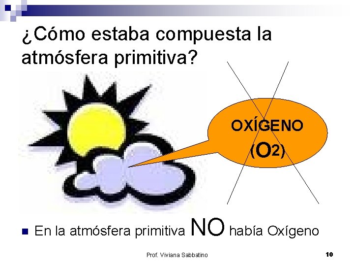 ¿Cómo estaba compuesta la atmósfera primitiva? OXÍGENO (O 2) n En la atmósfera primitiva