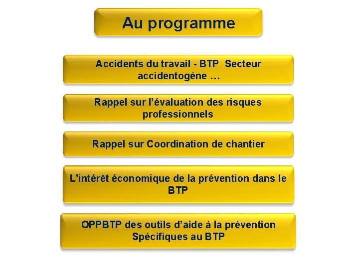 Au programme Accidents du travail - BTP Secteur accidentogène … Rappel sur l’évaluation des