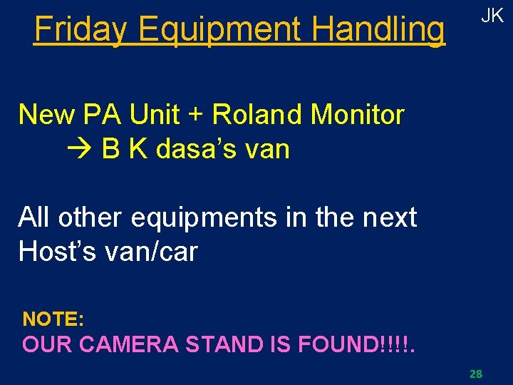 Friday Equipment Handling JK New PA Unit + Roland Monitor B K dasa’s van