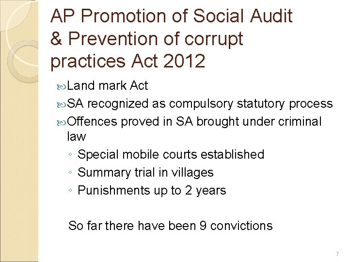 AP Promotion of Social Audit & Prevention of corrupt practices Act 2012 Land mark