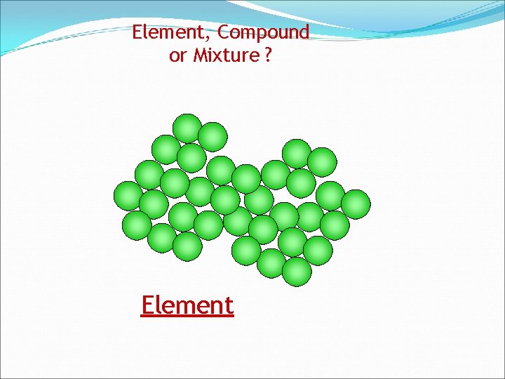 Element, Compound or Mixture ? Element 