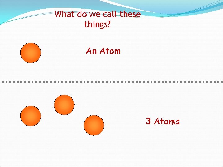 What do we call these things? An Atom 3 Atoms 