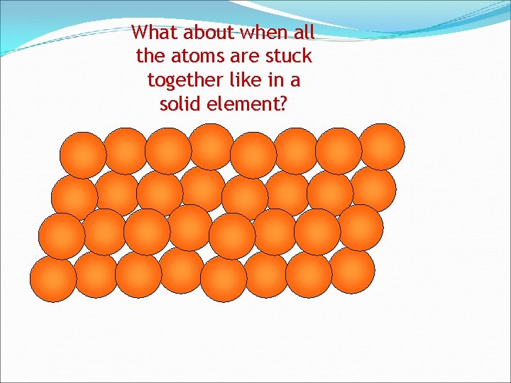What about when all the atoms are stuck together like in a solid element?