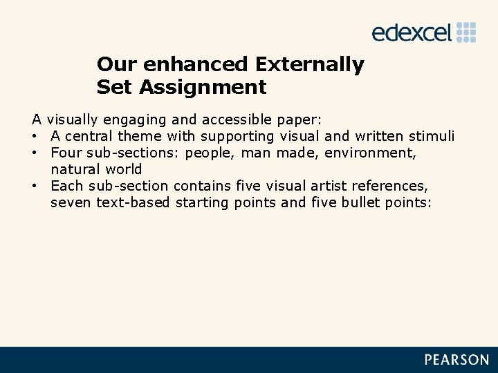 Our enhanced Externally Set Assignment A visually engaging and accessible paper: • A central