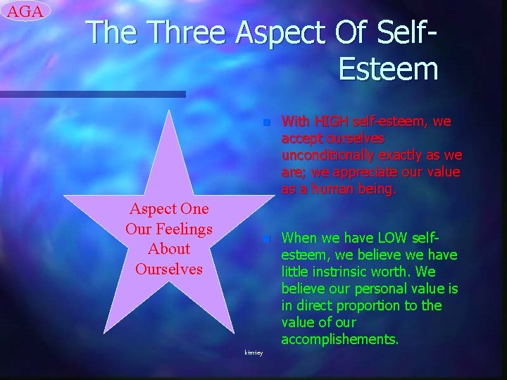 AGA The Three Aspect Of Self. Esteem Aspect One Our Feelings About Ourselves n