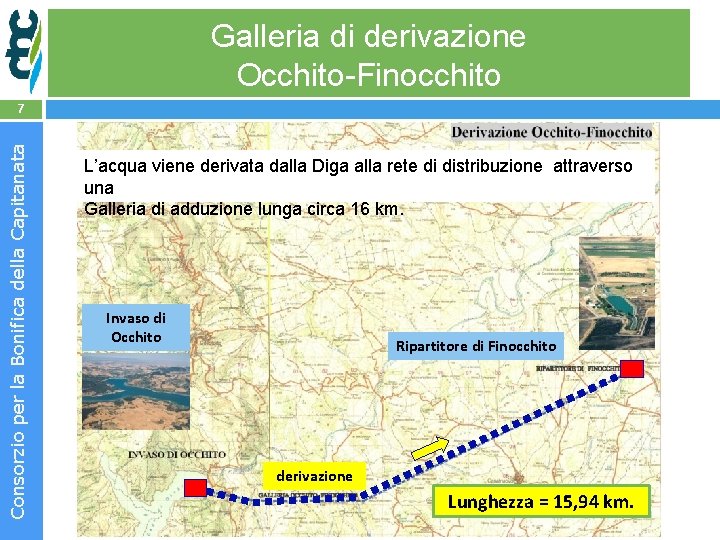 Galleria di derivazione Occhito-Finocchito Consorzio per la Bonifica della Capitanata 7 L’acqua viene derivata