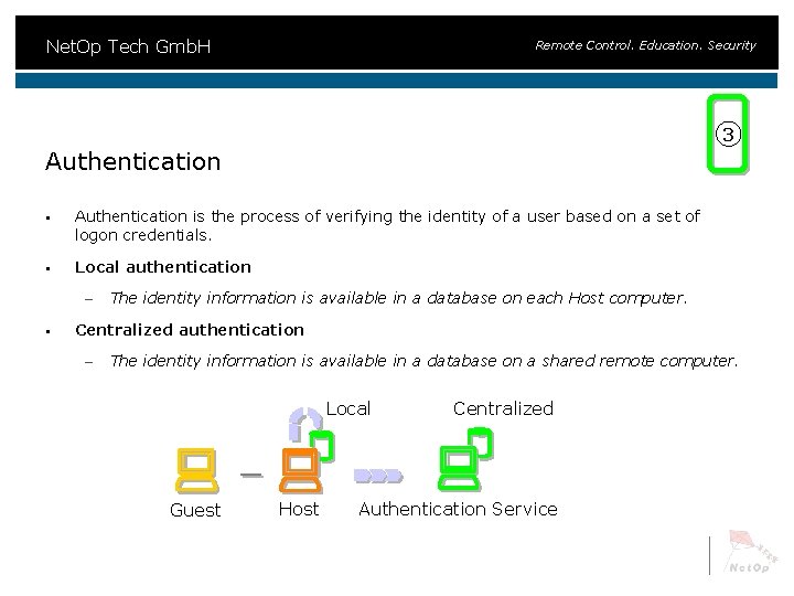 Net. Op Tech Gmb. H Remote Control. Education. Security 3 Authentication § Authentication is