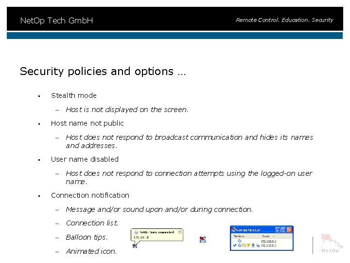 Net. Op Tech Gmb. H Remote Control. Education. Security policies and options … §