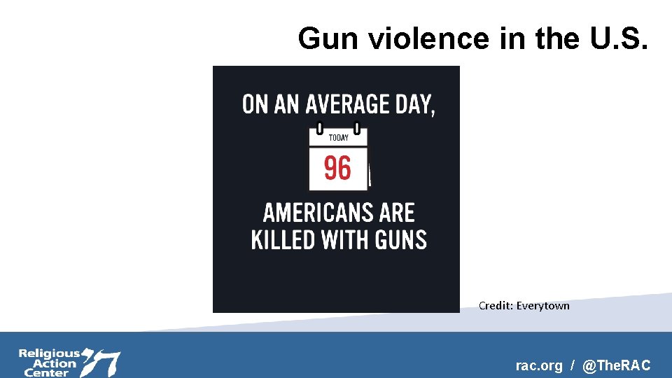 Gun violence in the U. S. Credit: Everytown rac. org / @The. RAC 