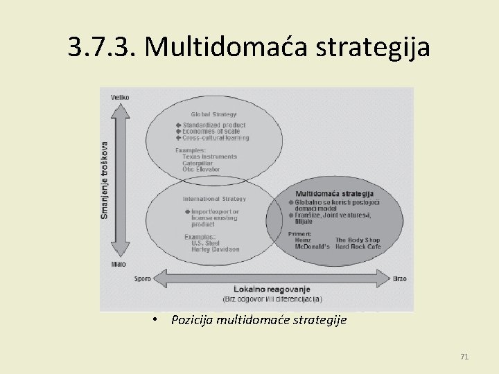 3. 7. 3. Multidomaća strategija • Pozicija multidomaće strategije 71 