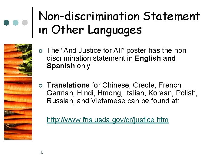 Non-discrimination Statement in Other Languages ¢ The “And Justice for All” poster has the