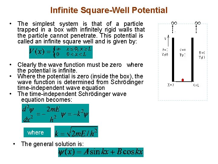 Infinite Square-Well Potential • The simplest system is that of a particle trapped in