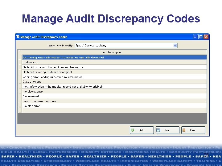 Manage Audit Discrepancy Codes 29 Manage Audit Discrepancy Codes 29
