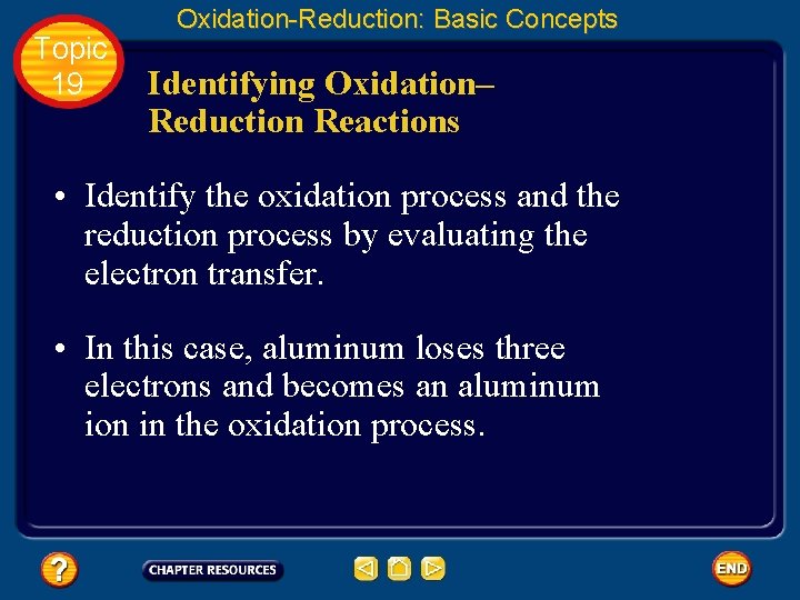 Topic 19 Oxidation-Reduction: Basic Concepts Identifying Oxidation– Reduction Reactions • Identify the oxidation process