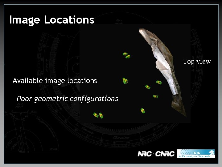 Image Locations Top view Available image locations Poor geometric configurations 