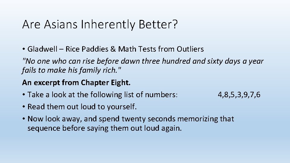 Are Asians Inherently Better? • Gladwell – Rice Paddies & Math Tests from Outliers