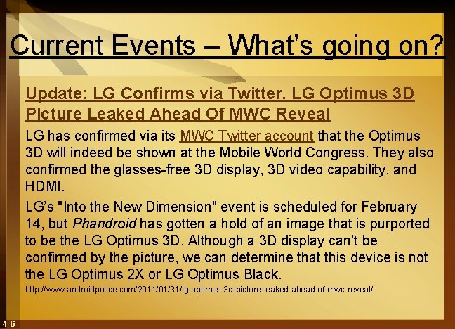 Current Events – What’s going on? Update: LG Confirms via Twitter. LG Optimus 3