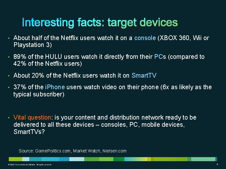  • About half of the Netflix users watch it on a console (XBOX