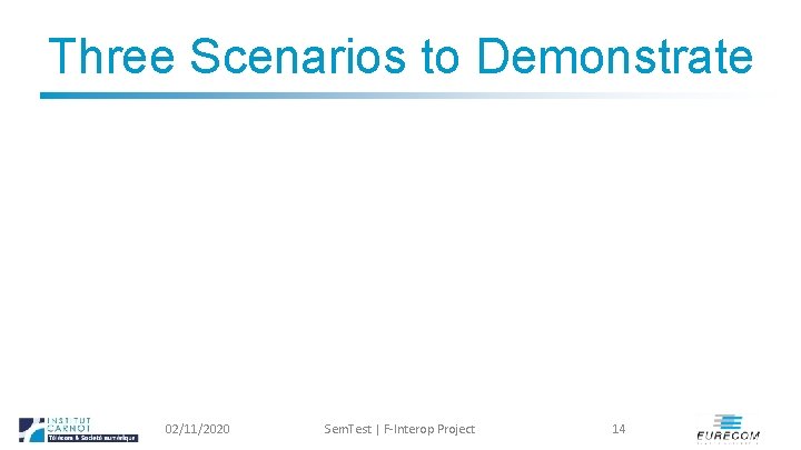 Three Scenarios to Demonstrate 02/11/2020 Sem. Test | F-Interop Project 14 