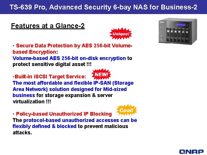 TS-639 Pro, Advanced Security 6 -bay NAS for Business-2 TS-409 U- The best price