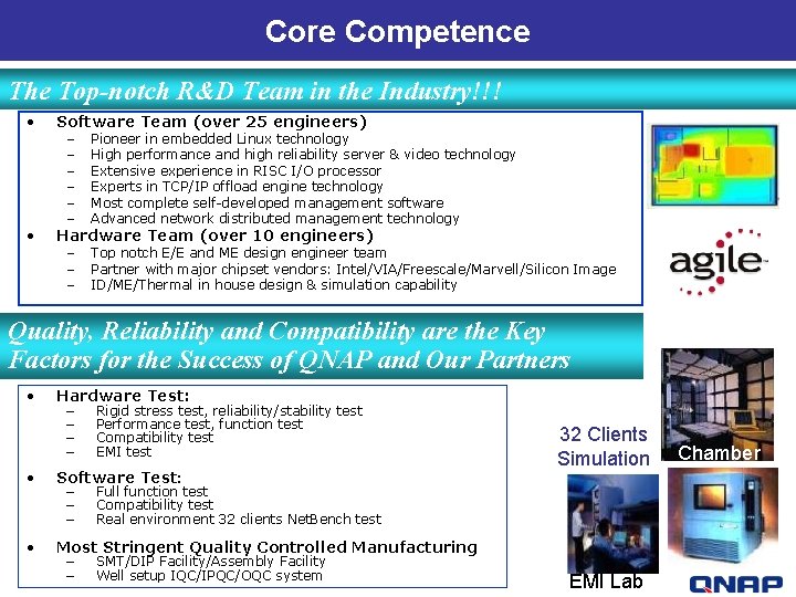 Core Competence The Top-notch R&D Team in the Industry!!! • Software Team (over 25