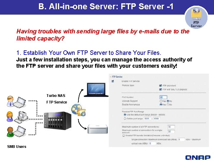 B. All-in-one Server: FTP Server -1 Having troubles with sending large files by e-mails