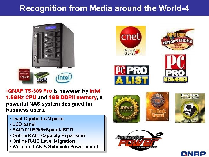 Recognition from Media around the World-4 • QNAP TS-509 Pro is powered by Intel