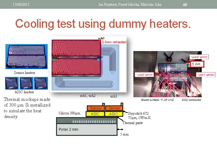 15/06/2015 Jan Buytaert, Paweł Jałocha, Malcolm John 46 Cooling test using dummy heaters. 5