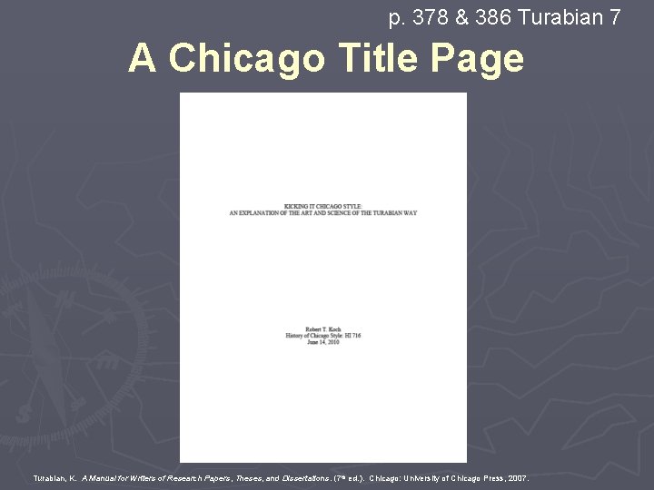 p. 378 & 386 Turabian 7 A Chicago Title Page Turabian, K. A Manual