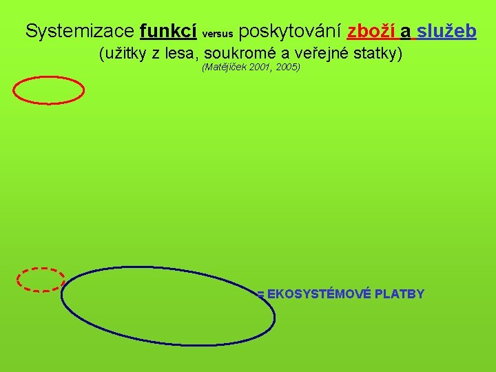 Systemizace funkcí versus poskytování zboží a služeb (užitky z lesa, soukromé a veřejné statky)