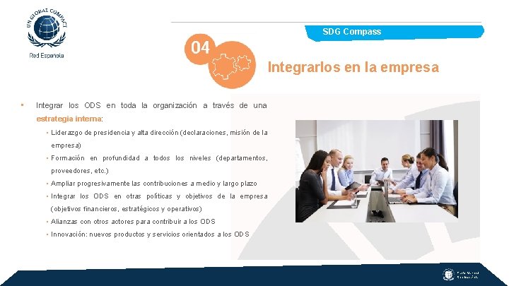  SDG Compass Integrarlos en la empresa • Integrar los ODS en toda la
