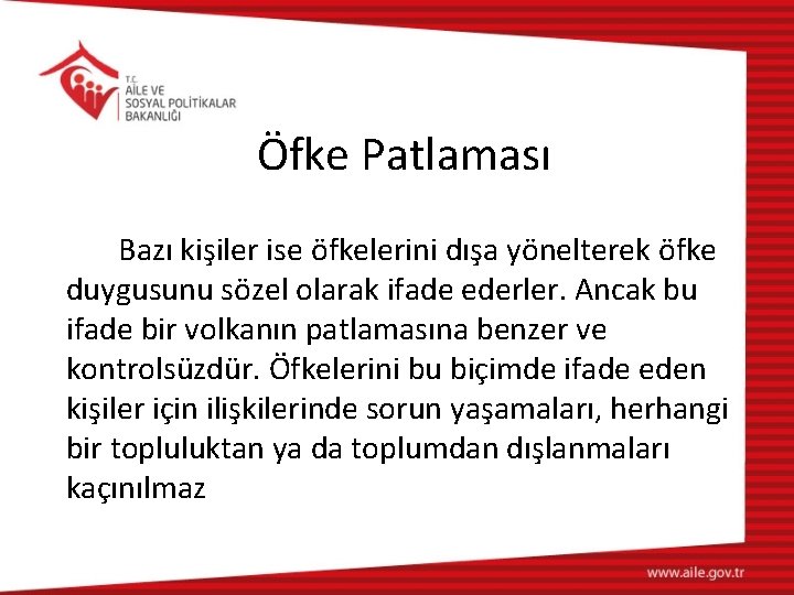 Öfke Patlaması Bazı kişiler ise öfkelerini dışa yönelterek öfke duygusunu sözel olarak ifade ederler.