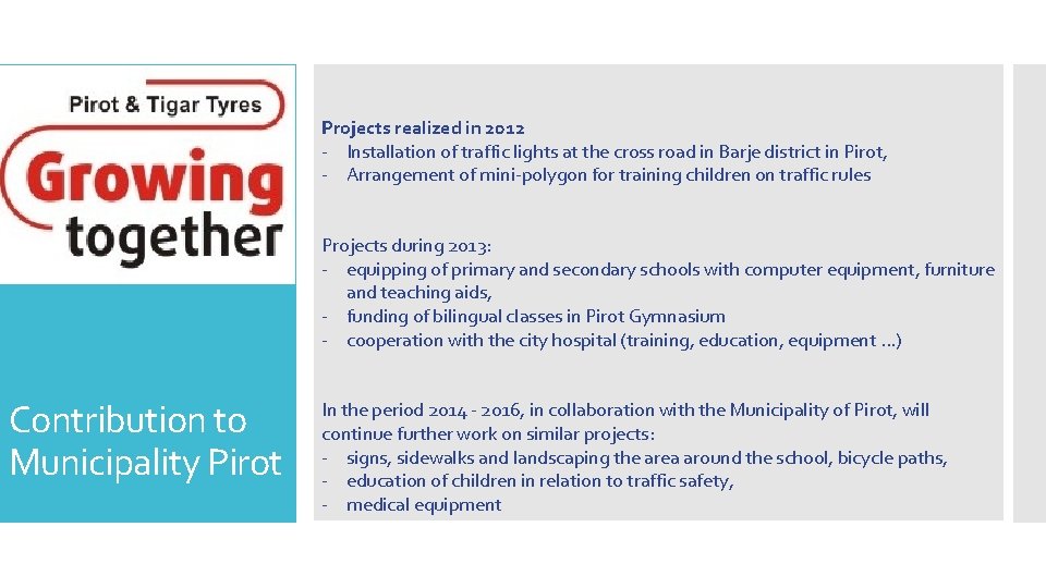 Projects realized in 2012 - Installation of traffic lights at the cross road in