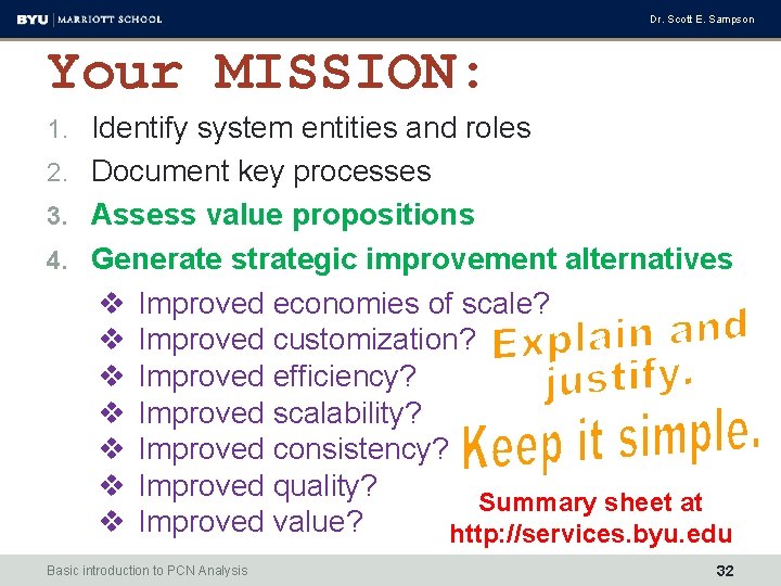 Dr. Scott E. Sampson Your MISSION: 1. Identify system entities and roles 2. Document