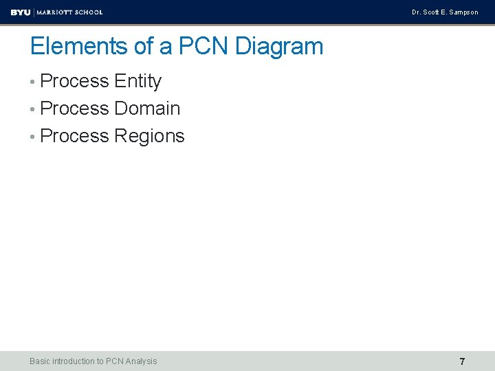 Dr. Scott E. Sampson Elements of a PCN Diagram • Process Entity • Process